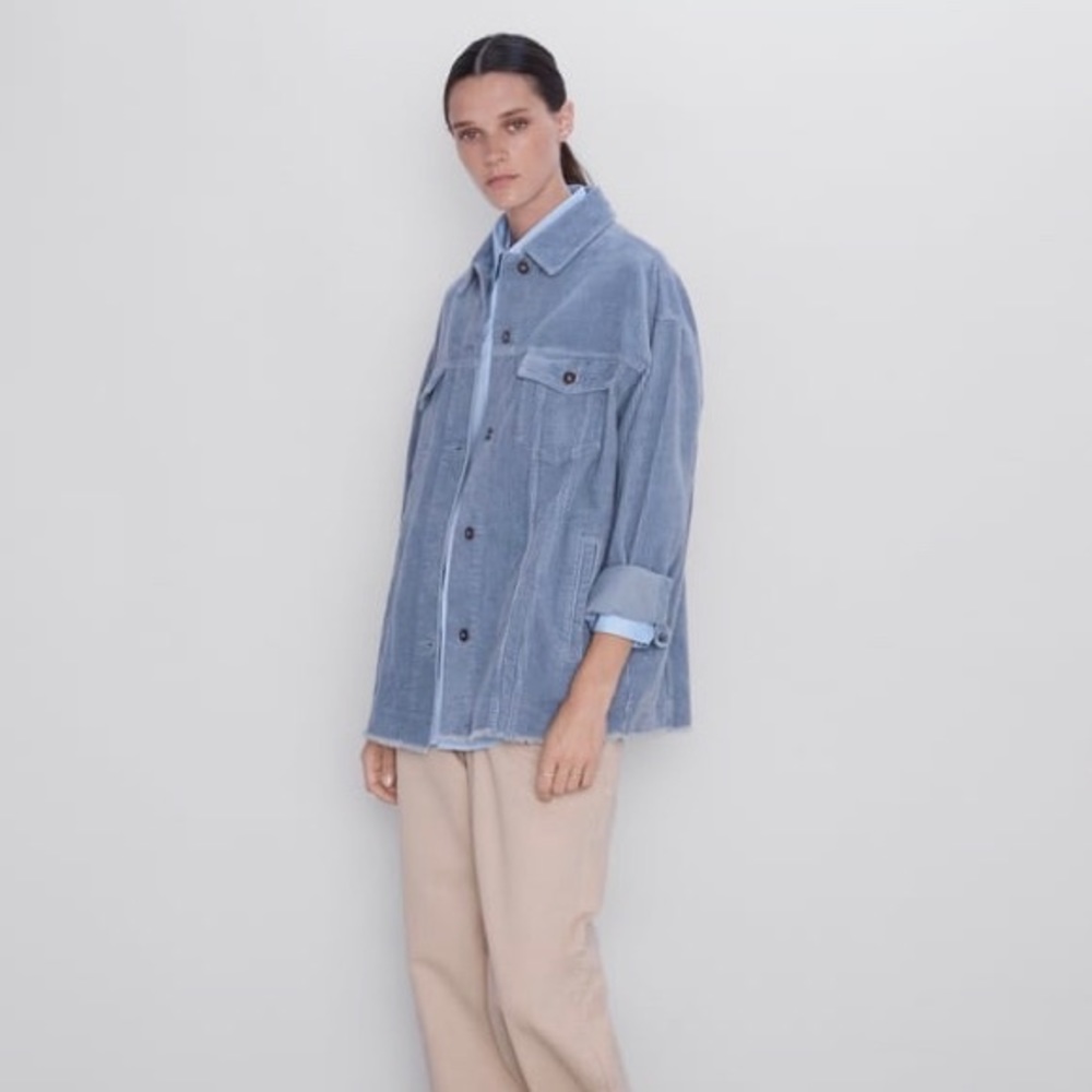 Zara Corduroy Blue Shacket Overshirt